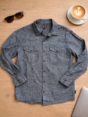 Patagonia Men’s M Workwear Lightweight Snap-Up Hemp/Cotton Shirt Denim Blue